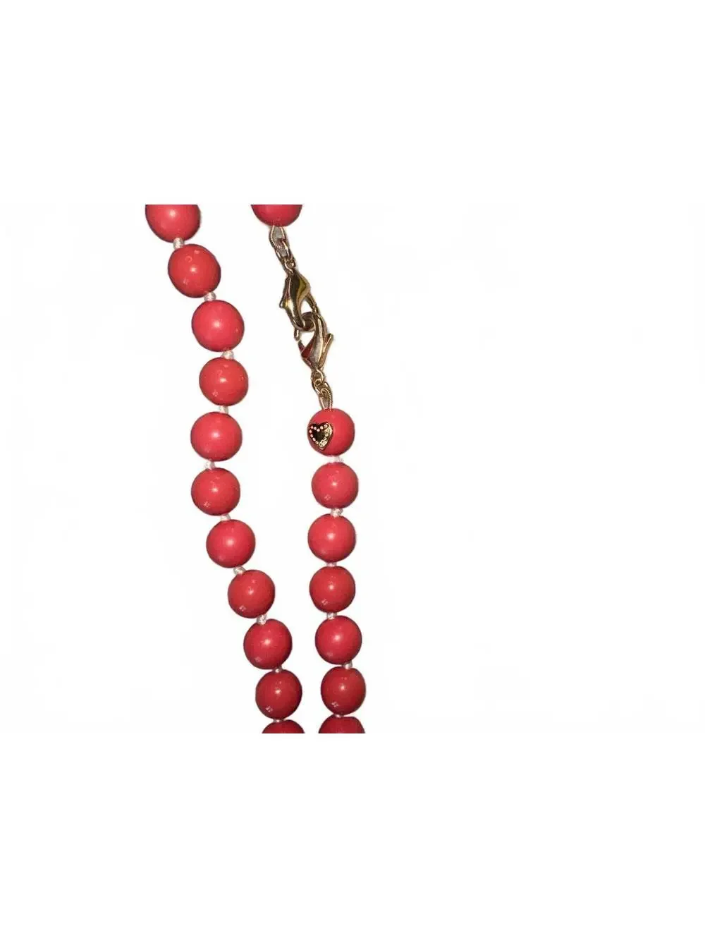 Vintage Coral Beaded Necklace Long Strand with Gold Clasp